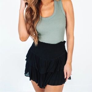 Like New, The Impeccable Pig, Womens, Black Smocked Ruffle Skort